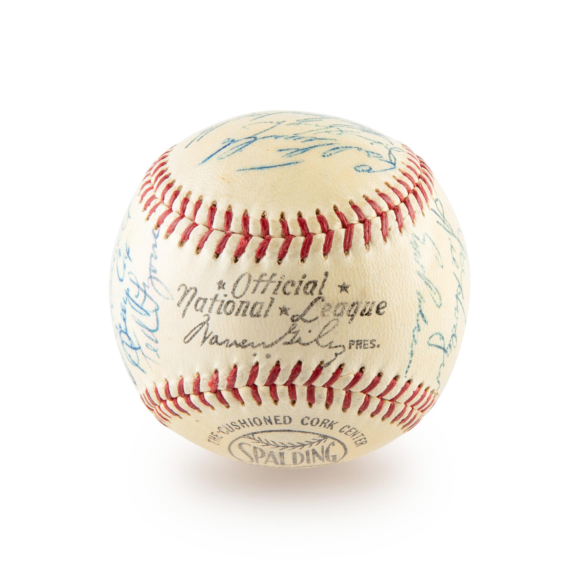 A 1954 Brooklyn Dodgers Team Signed Autograph Baseball Including Jackie Robinson and Roy Campanella (Beckett Authentication Services)