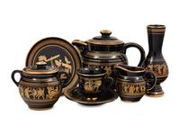 A Greek Gilt Decorated Porcelain Dessert Service