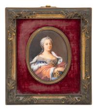 A Group of Three Gilt Metal Framed Portrait Miniatures on Porcelain