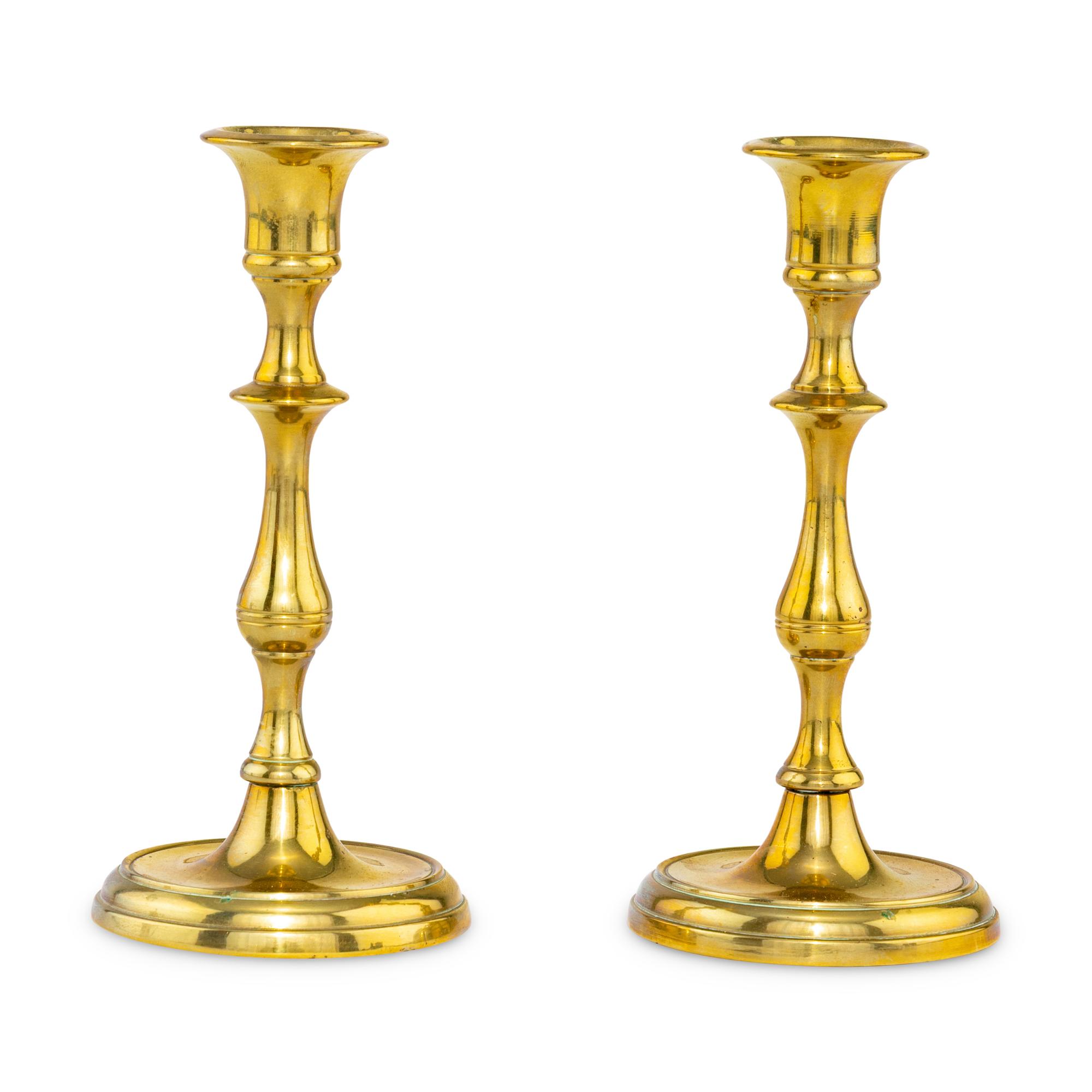 A Pair of English Brass Candlesticks