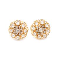YELLOW GOLD AND DIAMOND EARCLIPS