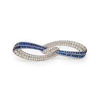 PLATINUM, DIAMOND, AND SAPPHIRE BOW BROOCH