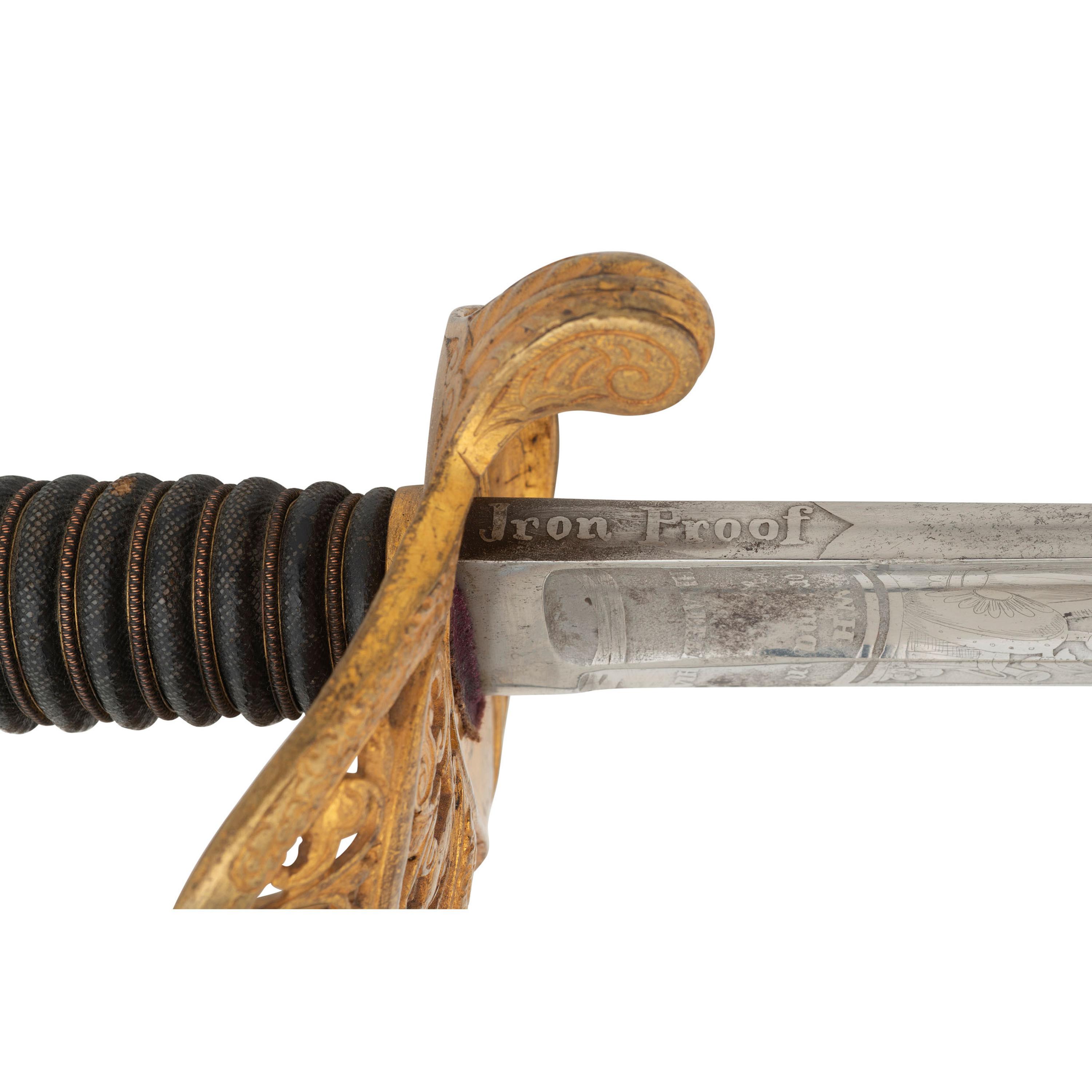 Published Horstman Model 1850 Staff & Field Officers Topographical Engineers Sword Inscribed to Lt. O.G. Wagner - Died of Wounds at Yorktown
