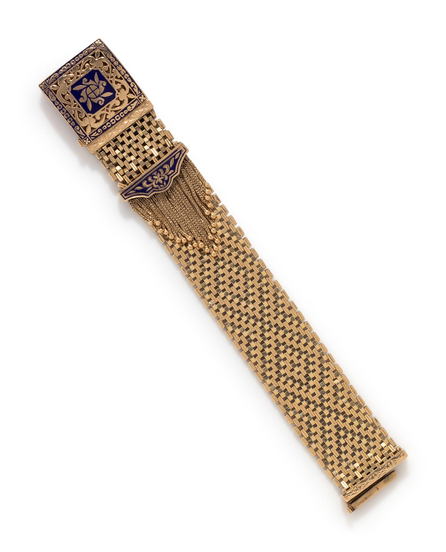 YELLOW GOLD AND ENAMEL BRACELET