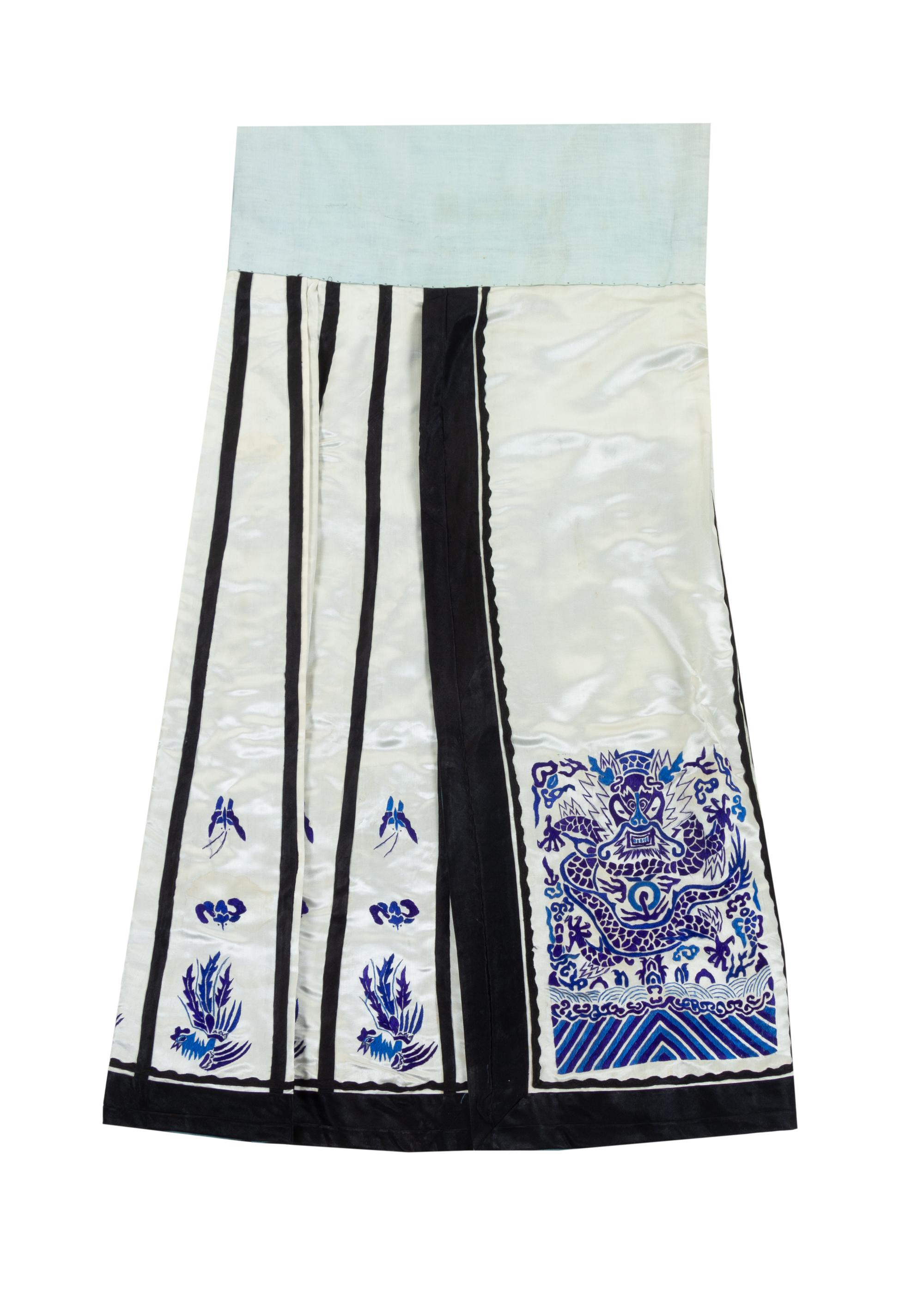 Four Embroidered Silk Apron Skirts