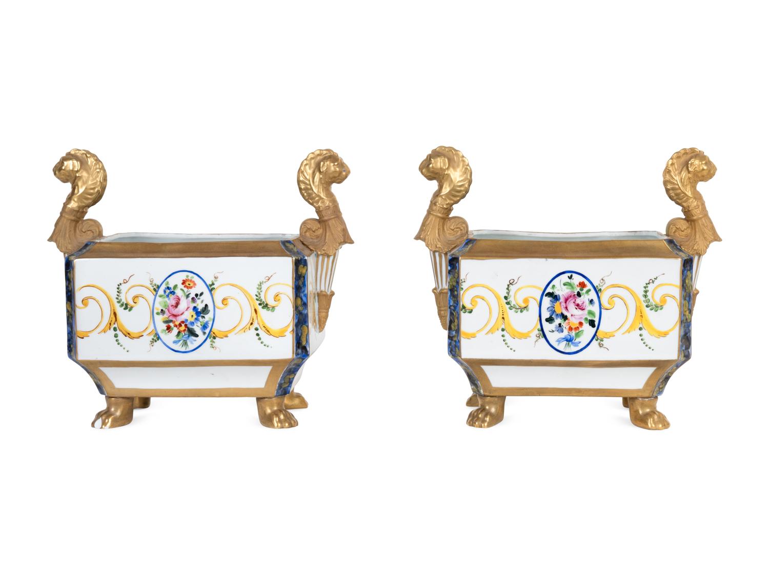 A Pair of Italian Porcelain Cache Pots