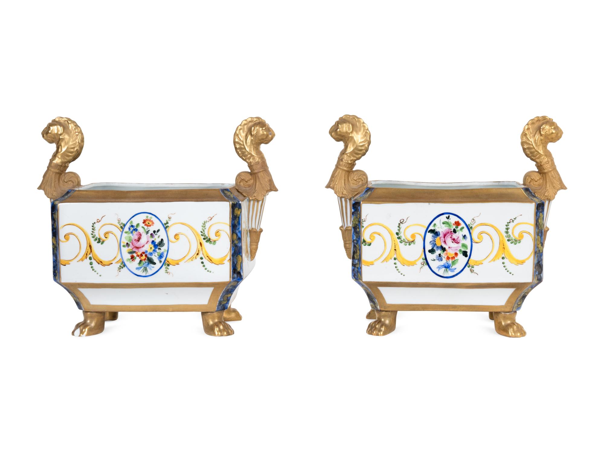 A Pair of Italian Porcelain Cache Pots