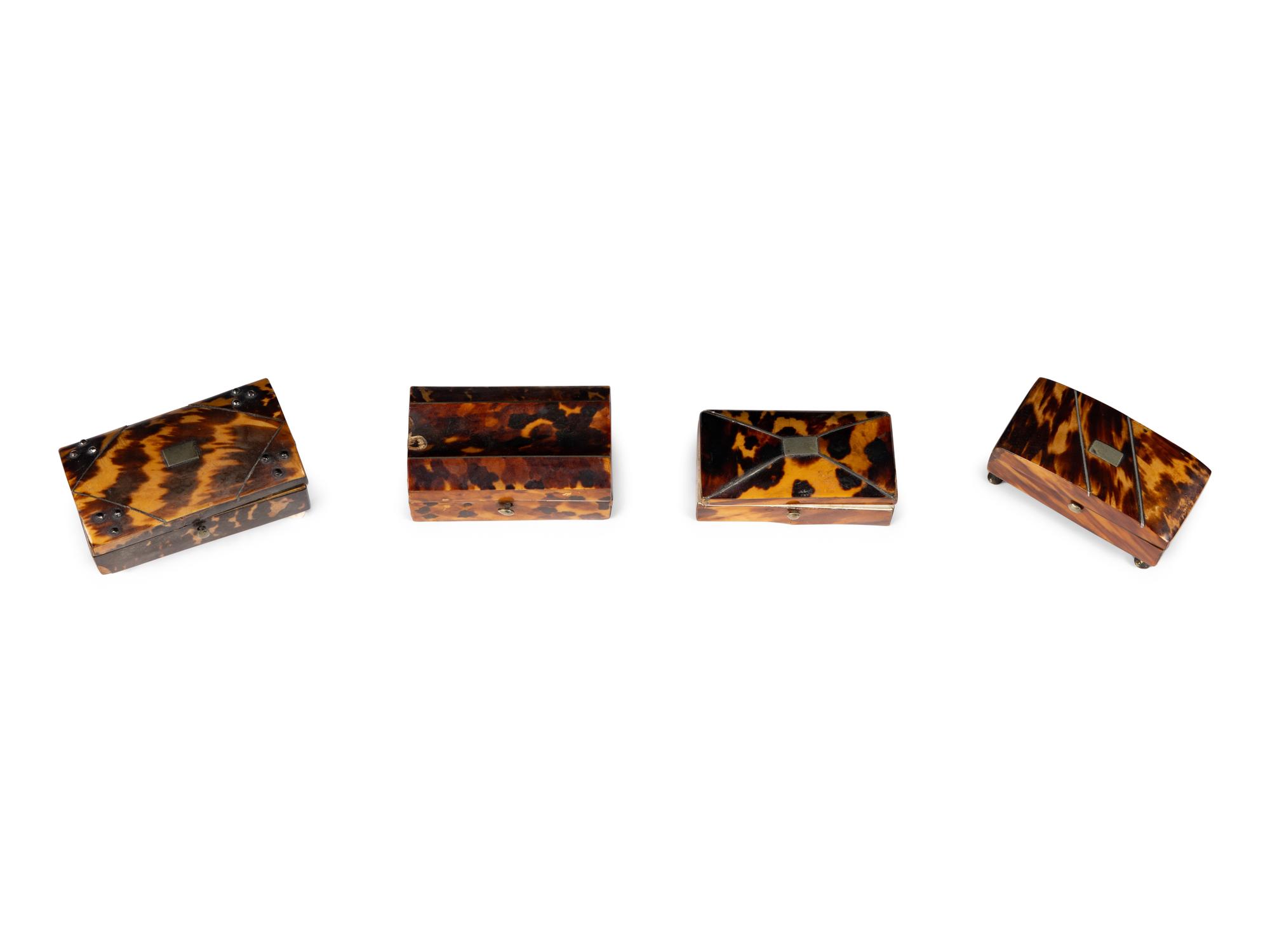 Four English Tortoise Shell Snuff Boxes