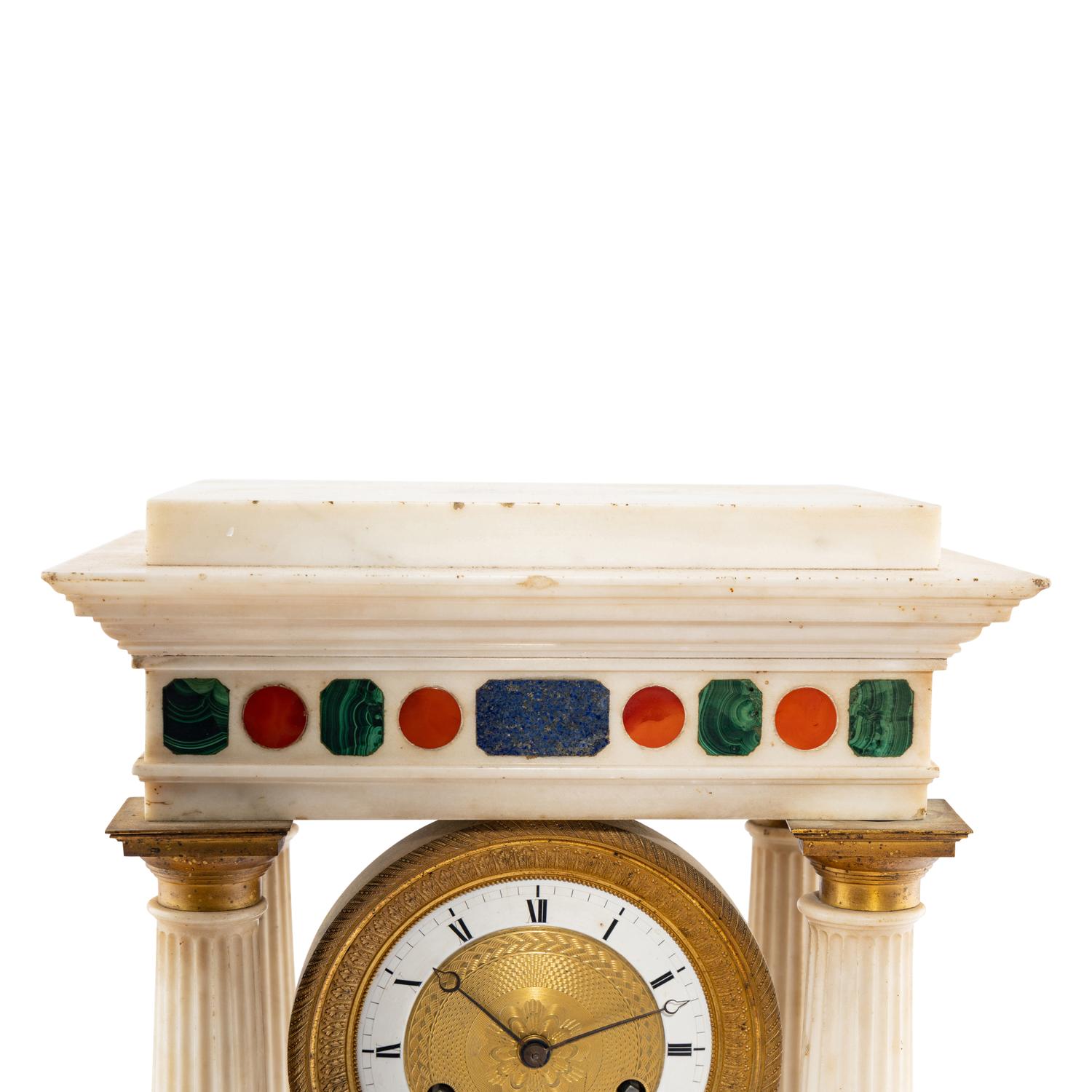 An Empire Style Specimen Marble Portico Clock