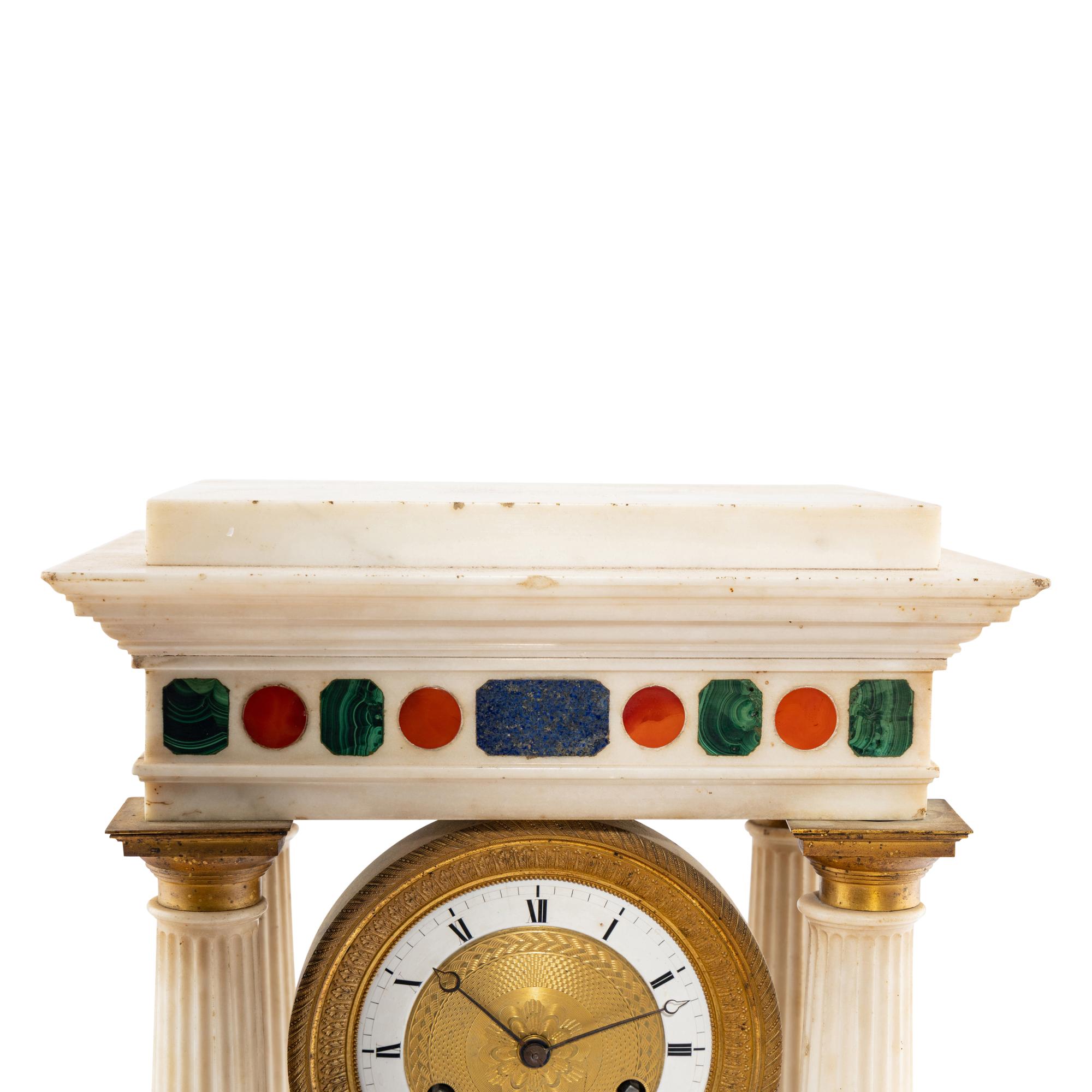 An Empire Style Specimen Marble Portico Clock