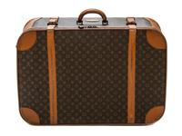 A Louis Vuitton Monogram Canvas Soft-sided Suitcase and Folding Garment Bag, 29 1/2 x 20 x 9 inches.