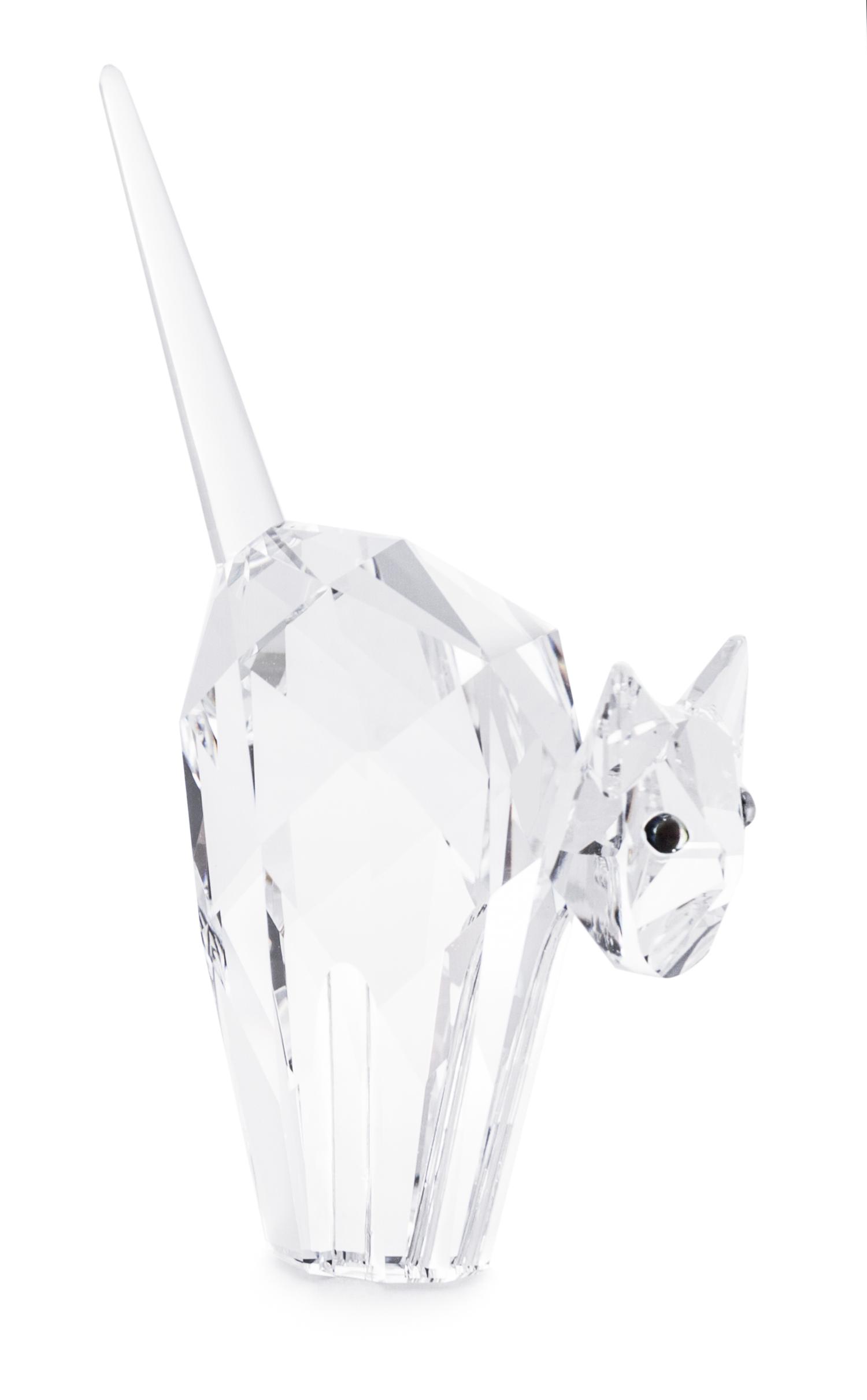 A Swarovski Model of a Cat Height 2 1/8 inches.