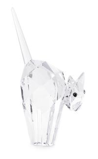 A Swarovski Model of a Cat Height 2 1/8 inches.