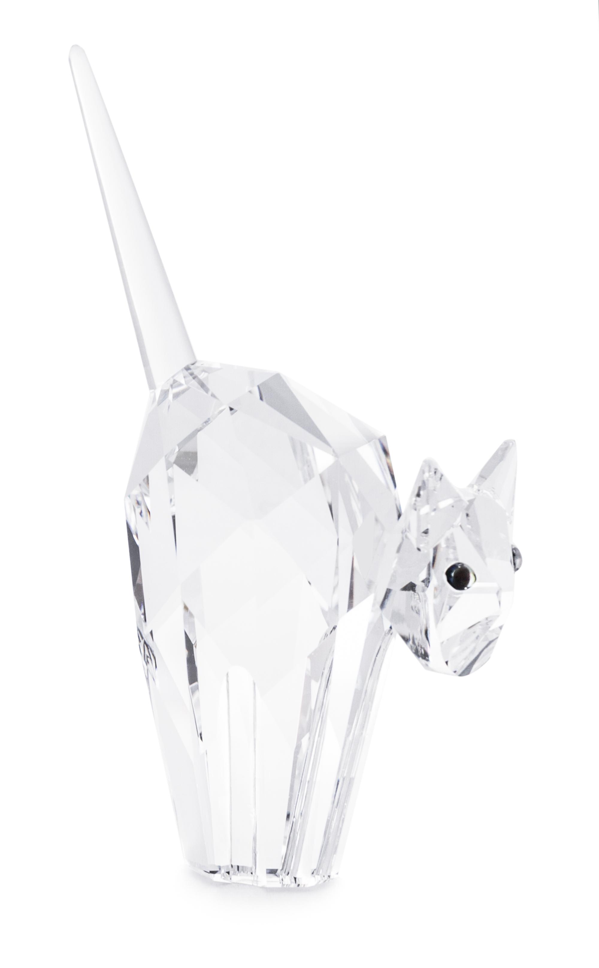 A Swarovski Model of a Cat Height 2 1/8 inches.