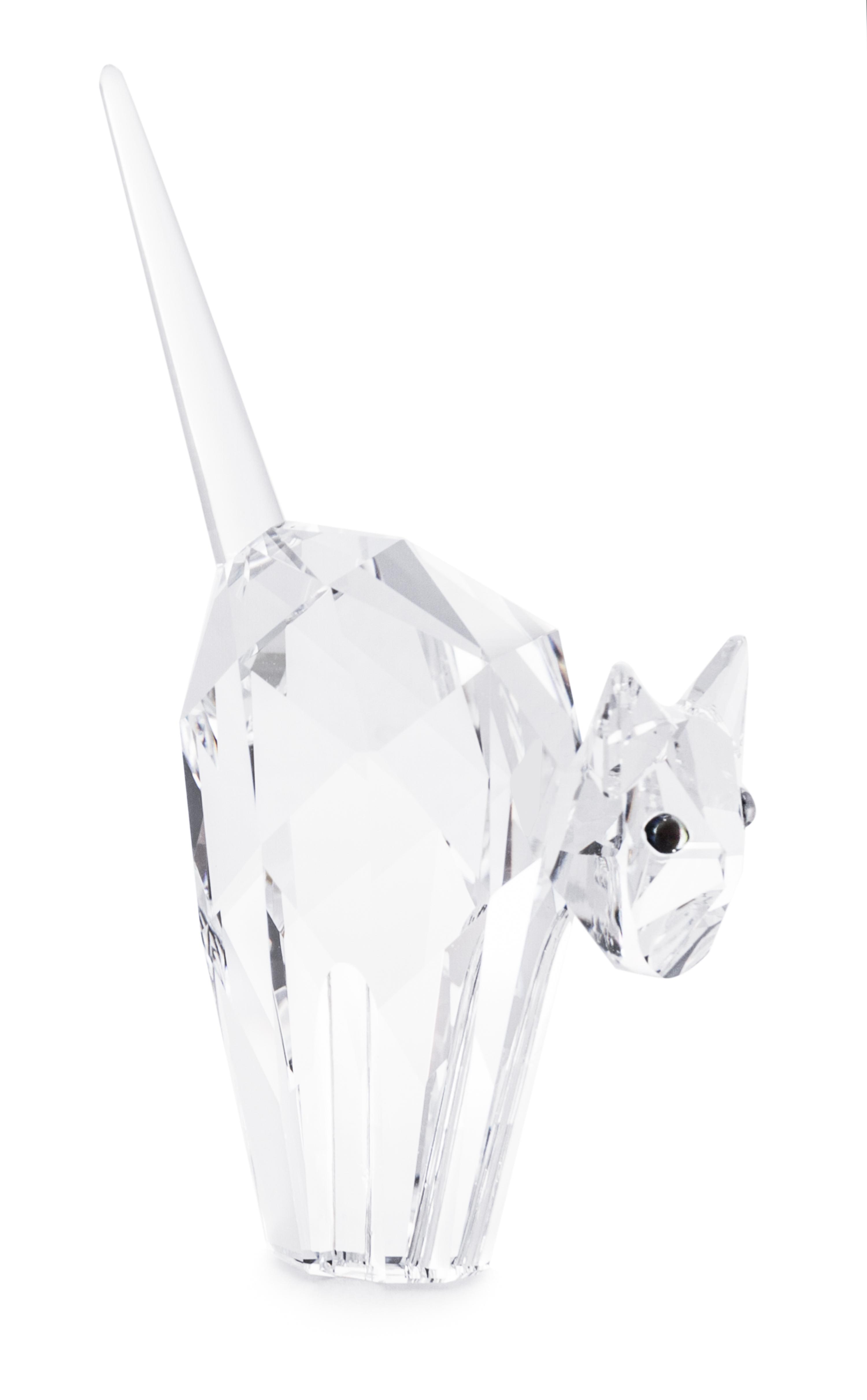 A Swarovski Model of a Cat Height 2 1/8 inches.
