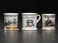 Three Machinist's Porcelain Occupational Shaving Mugs
