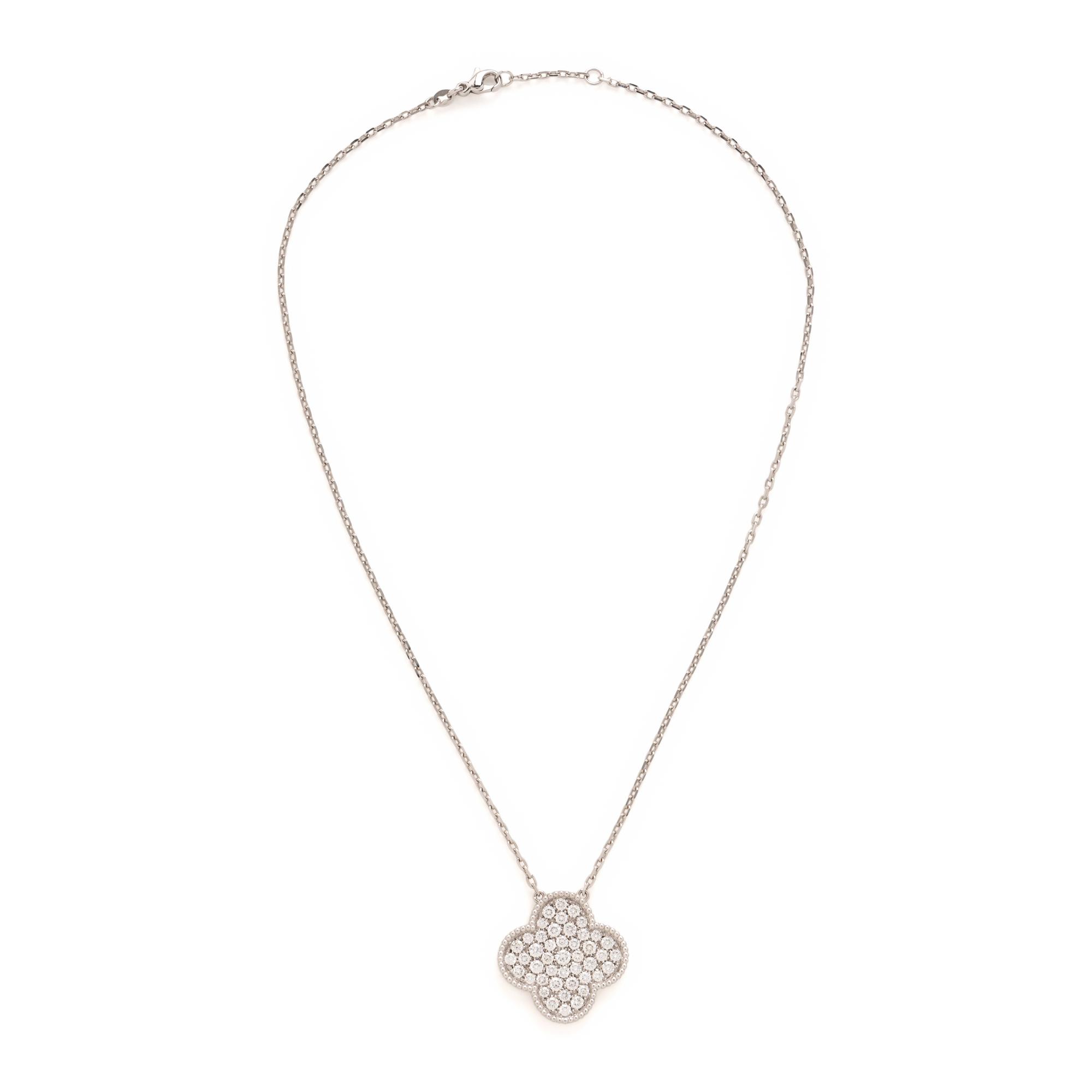 Diamond and White Gold Quatrefoil Necklace
