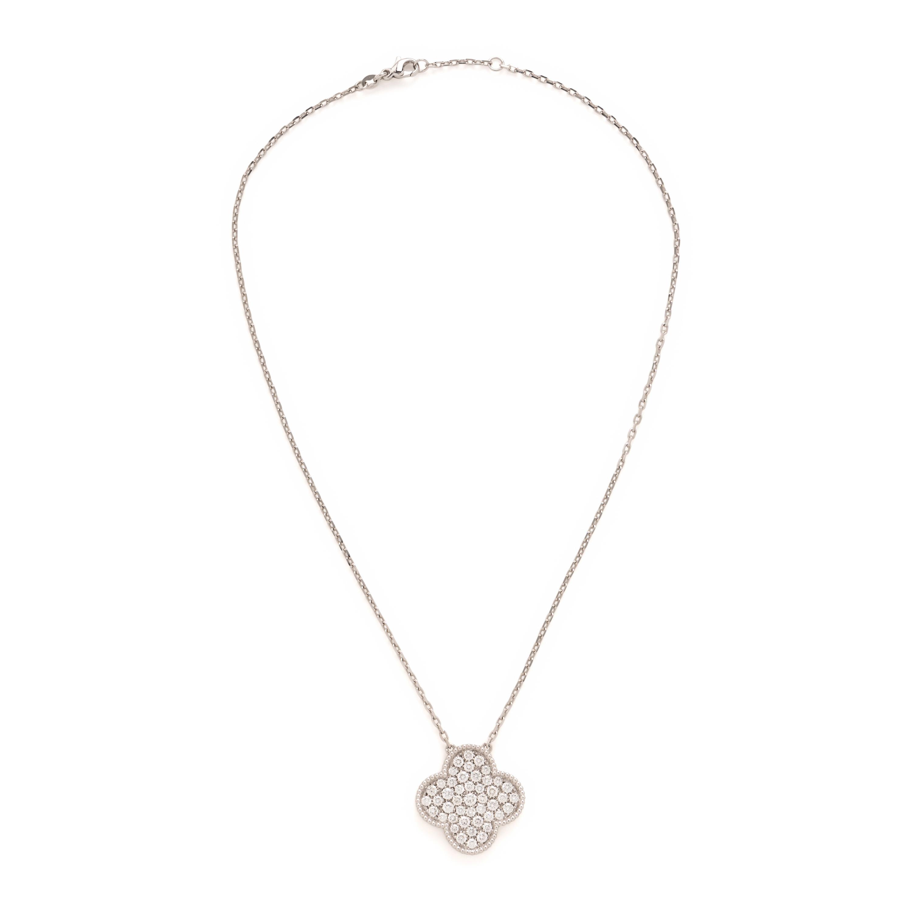 Diamond and White Gold Quatrefoil Necklace