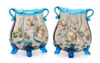 New England Glass Company, 19TH CENTURY, (1818-1878), a pair of footed vases, each with applied decoration
