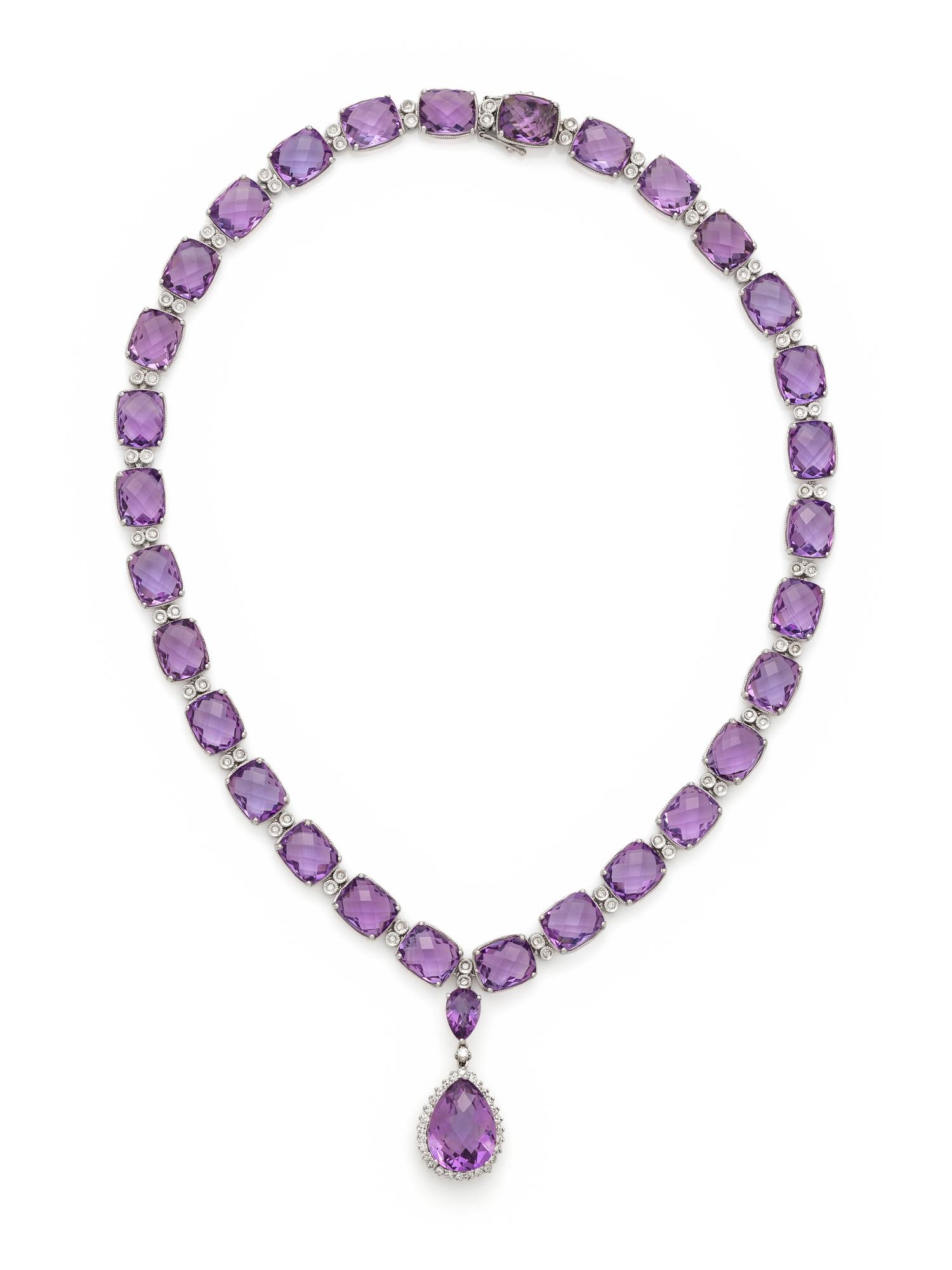 AMETHYST AND DIAMOND NECKLACE