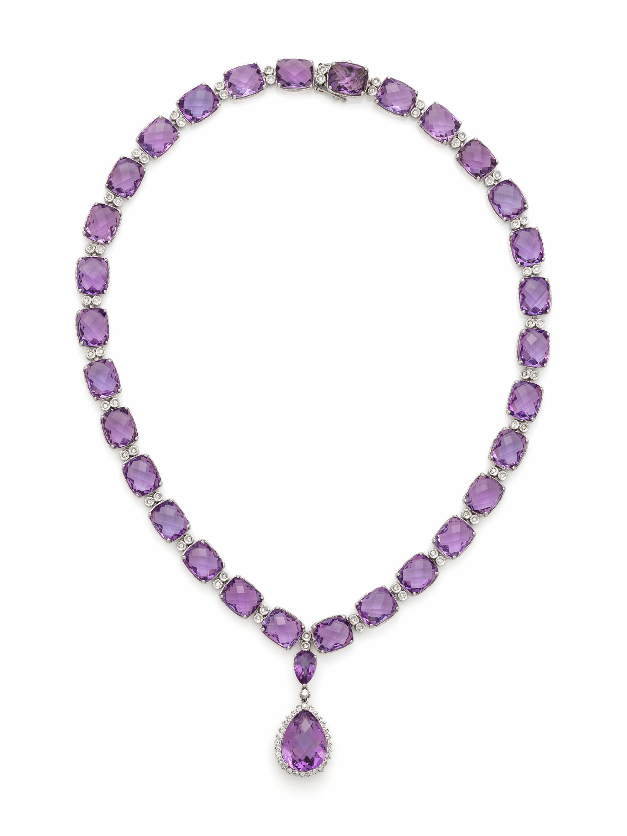 AMETHYST AND DIAMOND NECKLACE