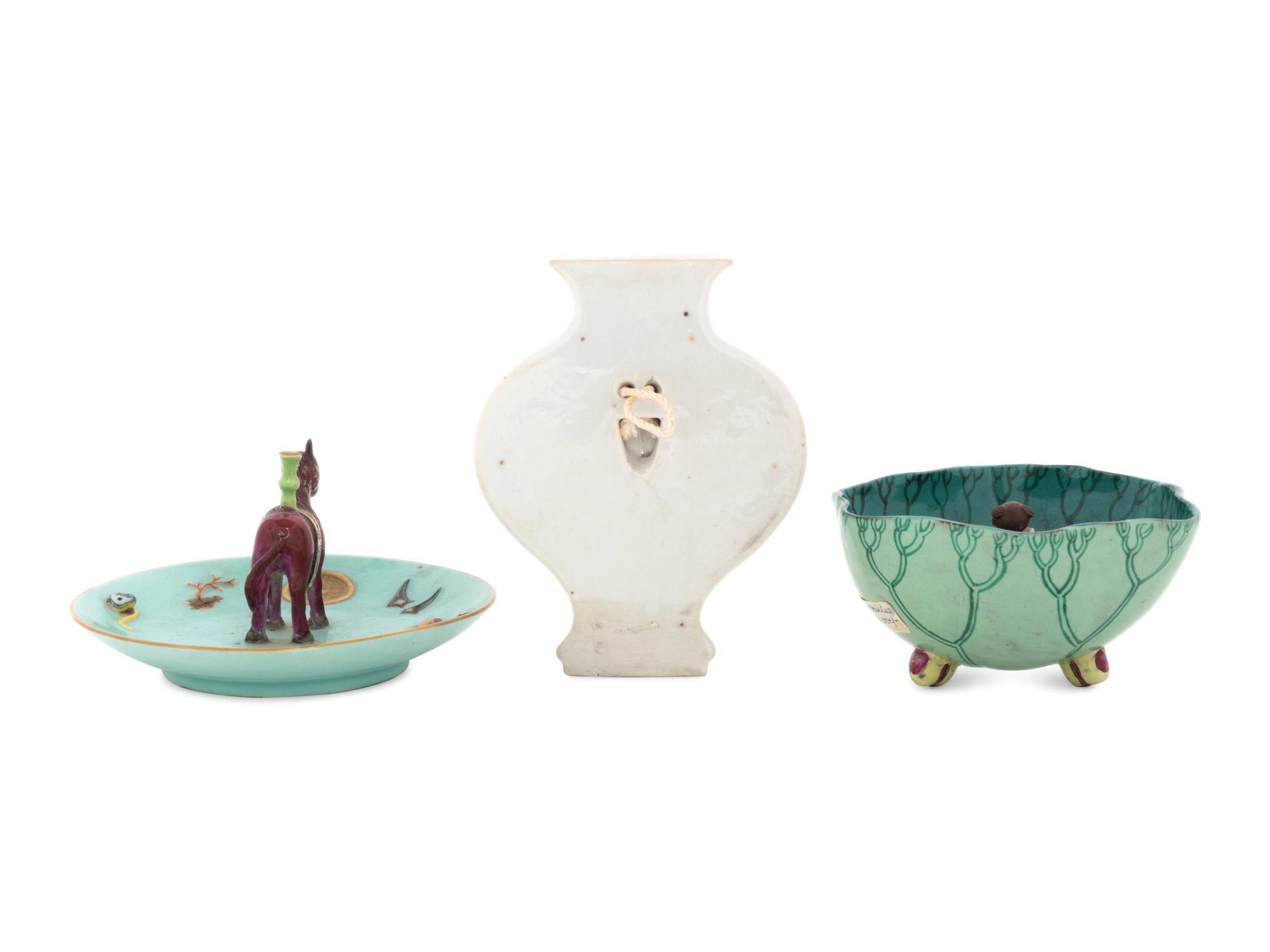 Three Chinese Famille Rose Porcelain Articles