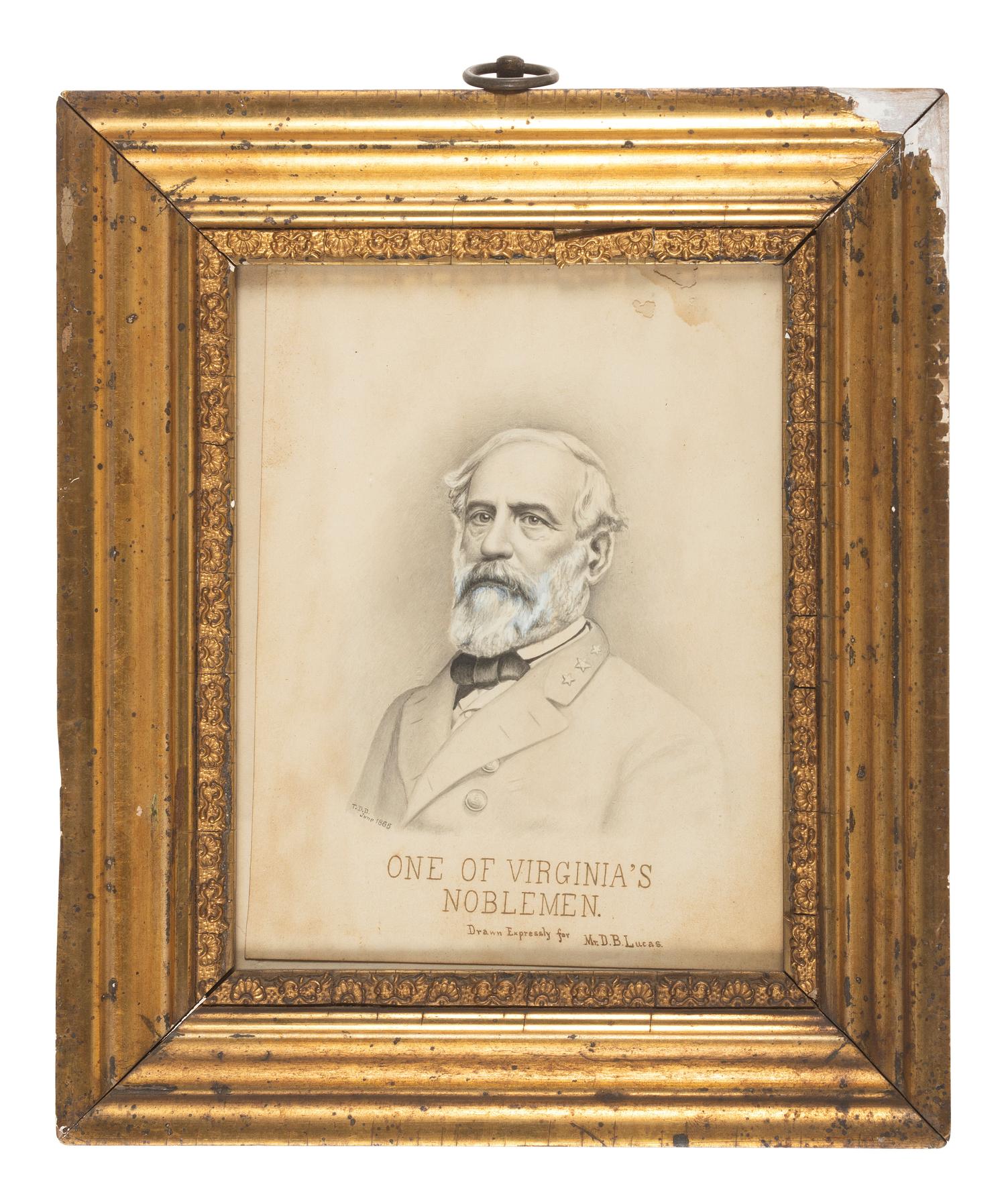 [LEE, Robert E. (1807-1870)]. Ink and watercolor portrait of Robert E. Lee made for Confederate officer & Virginia lawyer Daniel B. Lucas.