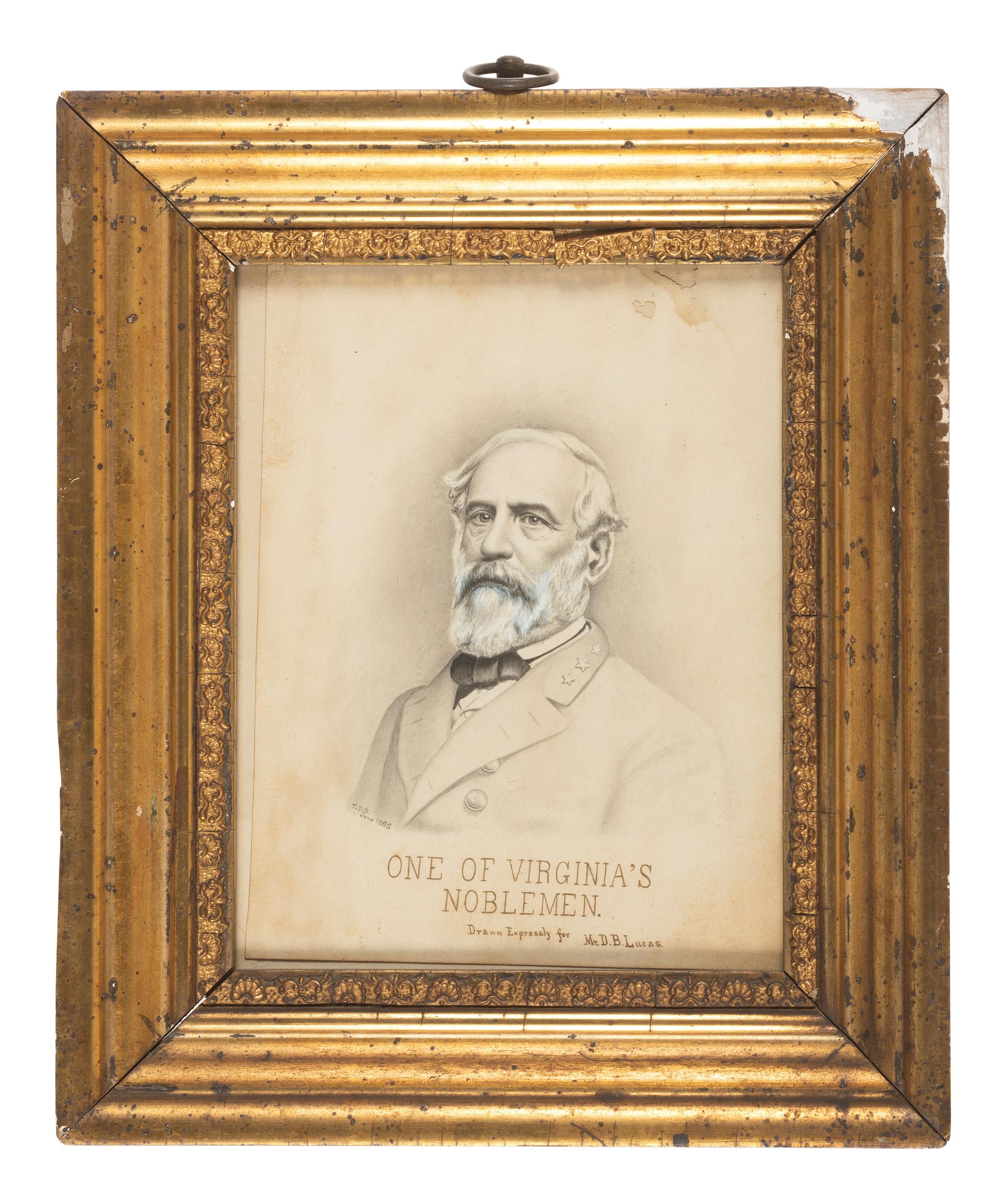 [LEE, Robert E. (1807-1870)]. Ink and watercolor portrait of Robert E. Lee made for Confederate officer & Virginia lawyer Daniel B. Lucas.