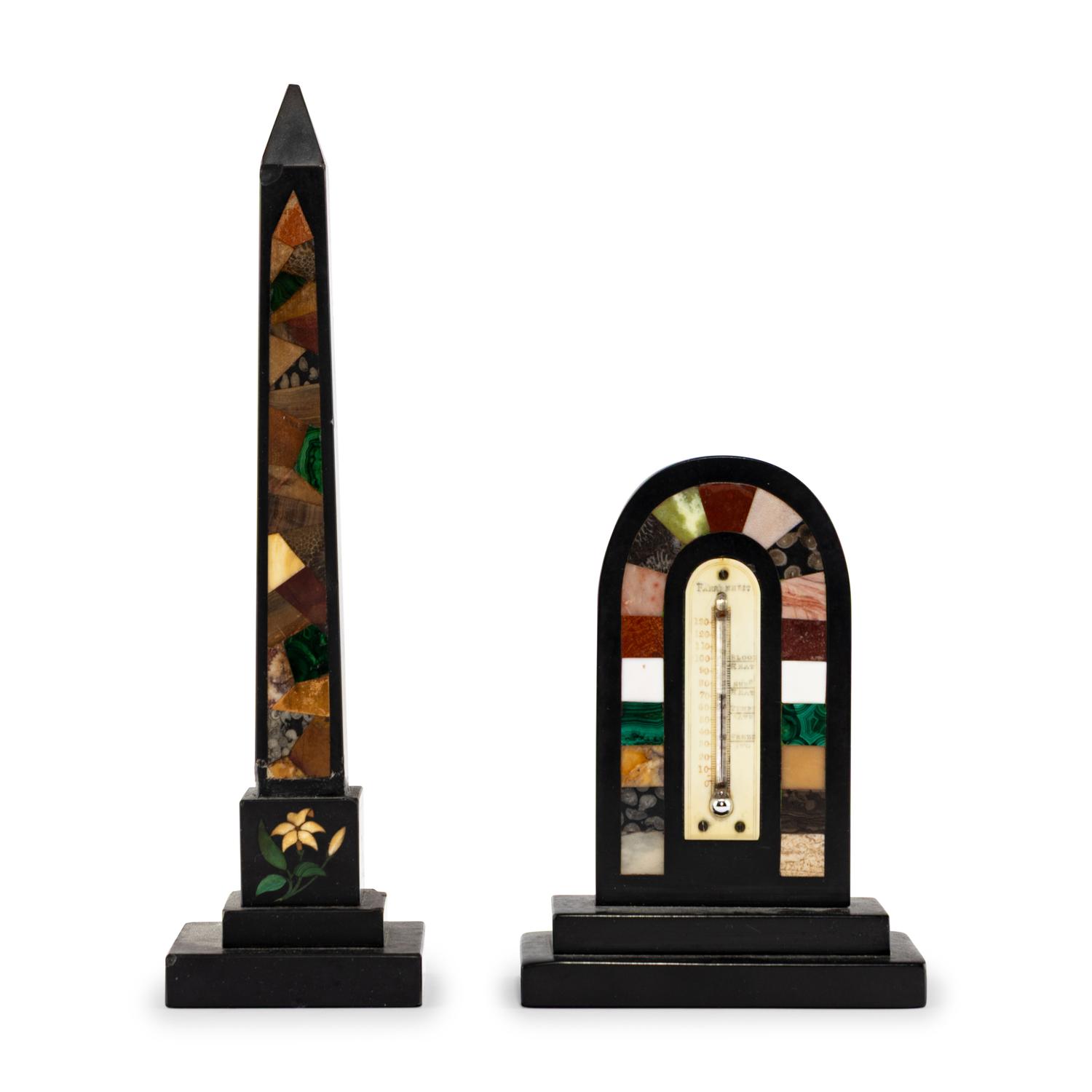 Two Grand Tour Specimen Marble Desk Articles
