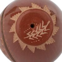 Red and Black Sgraffito Pottery Seed Jar, with Lapis Bead