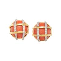 VERDURA, CORAL AND DIAMOND CLIP EARRINGS