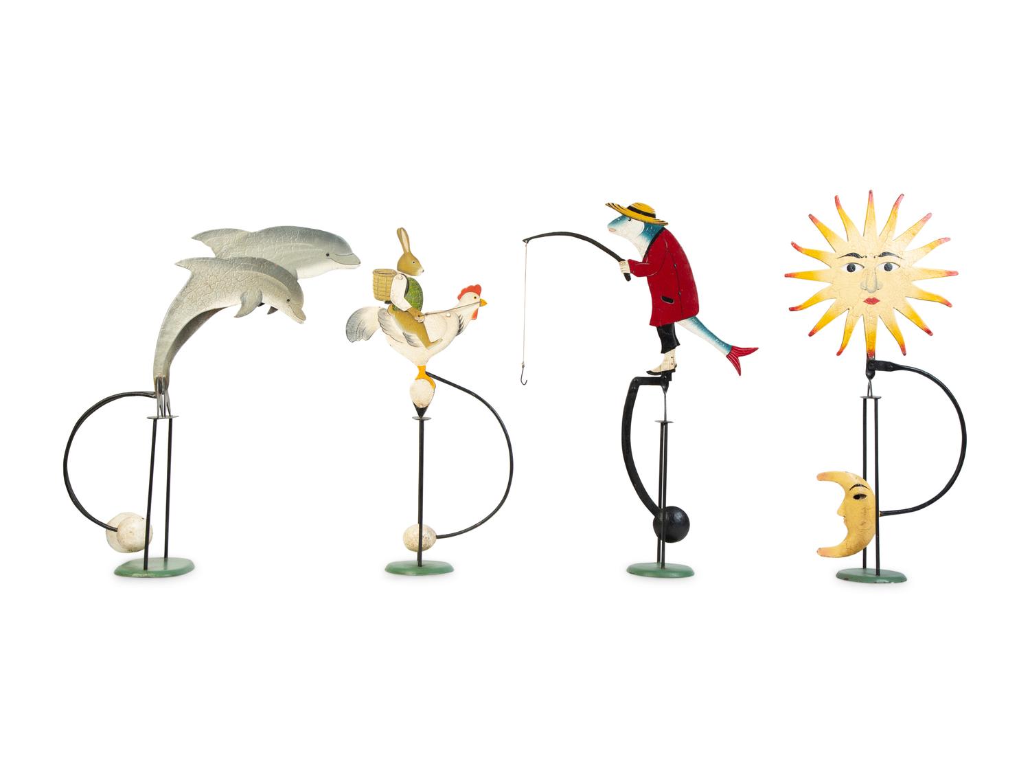 A Collection of Four Painted Metal Balance Sculptures — 20TH CENTURY