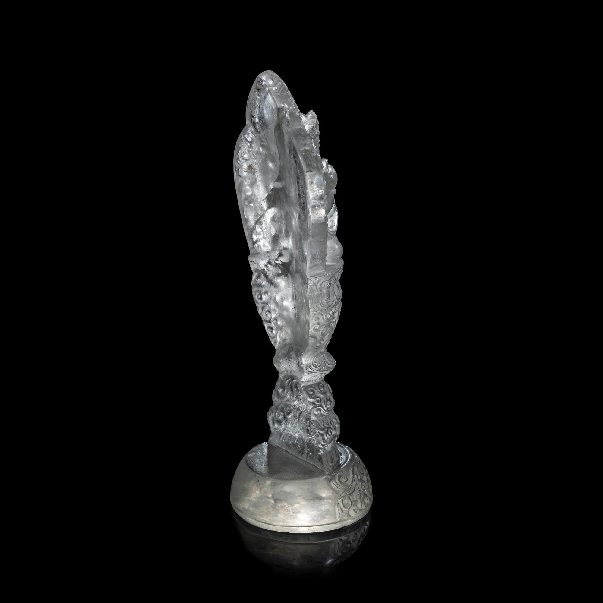 A Nepalese Rock Crystal Manjushri 尼泊爾水晶雕四臂文殊說法像
