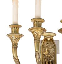 A Pair of French Empire Style Gilt Bronze Sconces