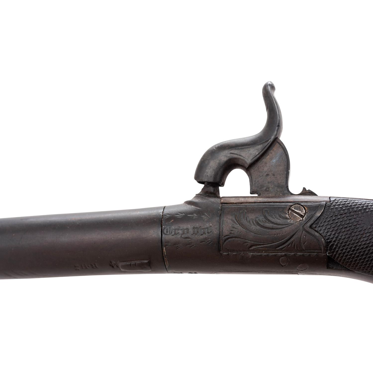Tryon Retailer Marked English Percussion Twist-Off Pocket Pistol