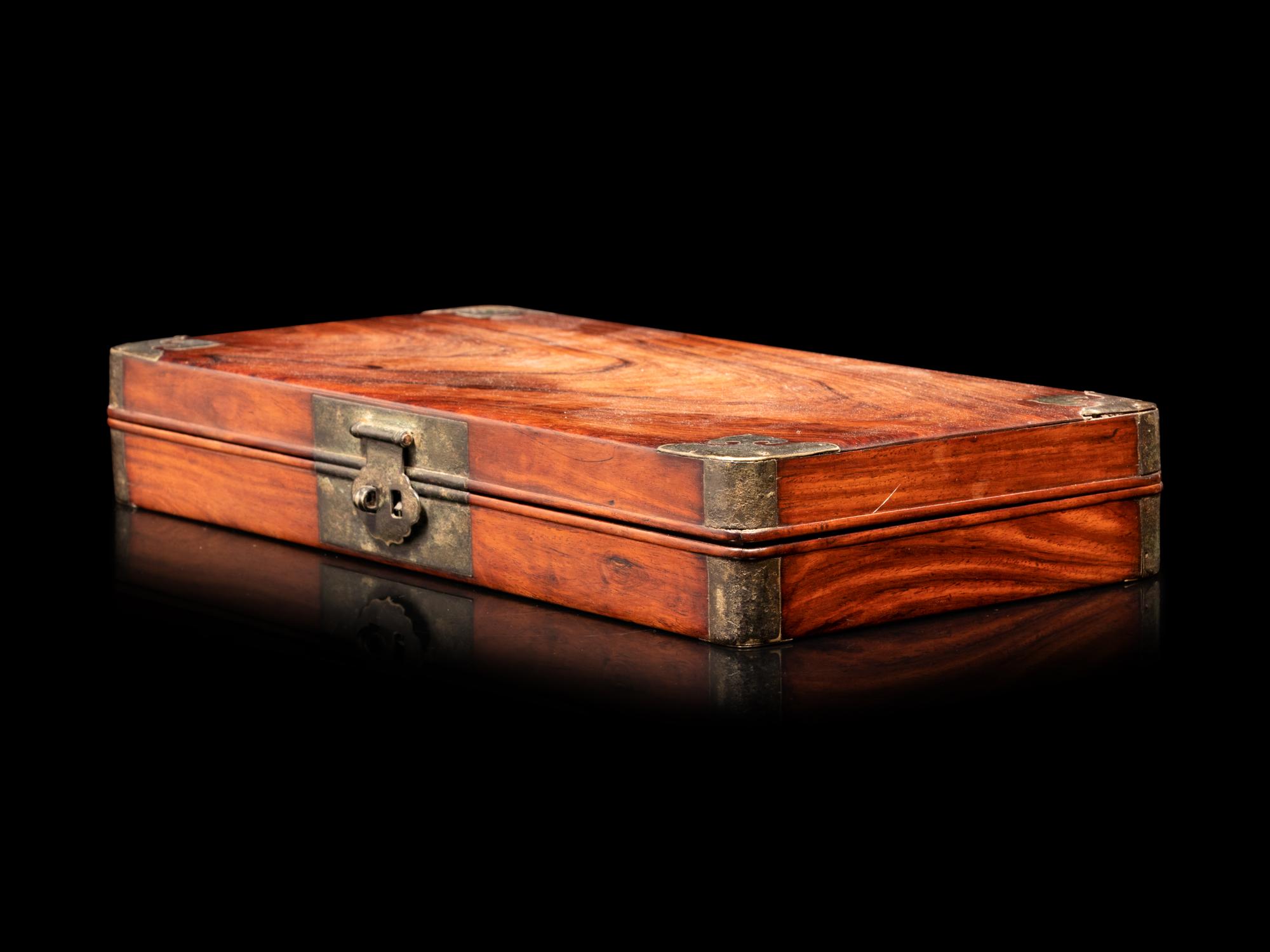 Four Hardwood Brushpots and a Document Box