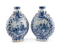 A Pair of Chinese Porcelain Pilgrim Jars Height 14 1/2 inches.