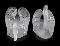 A Pair of Lalique Miroir Cygnes Centerpieces