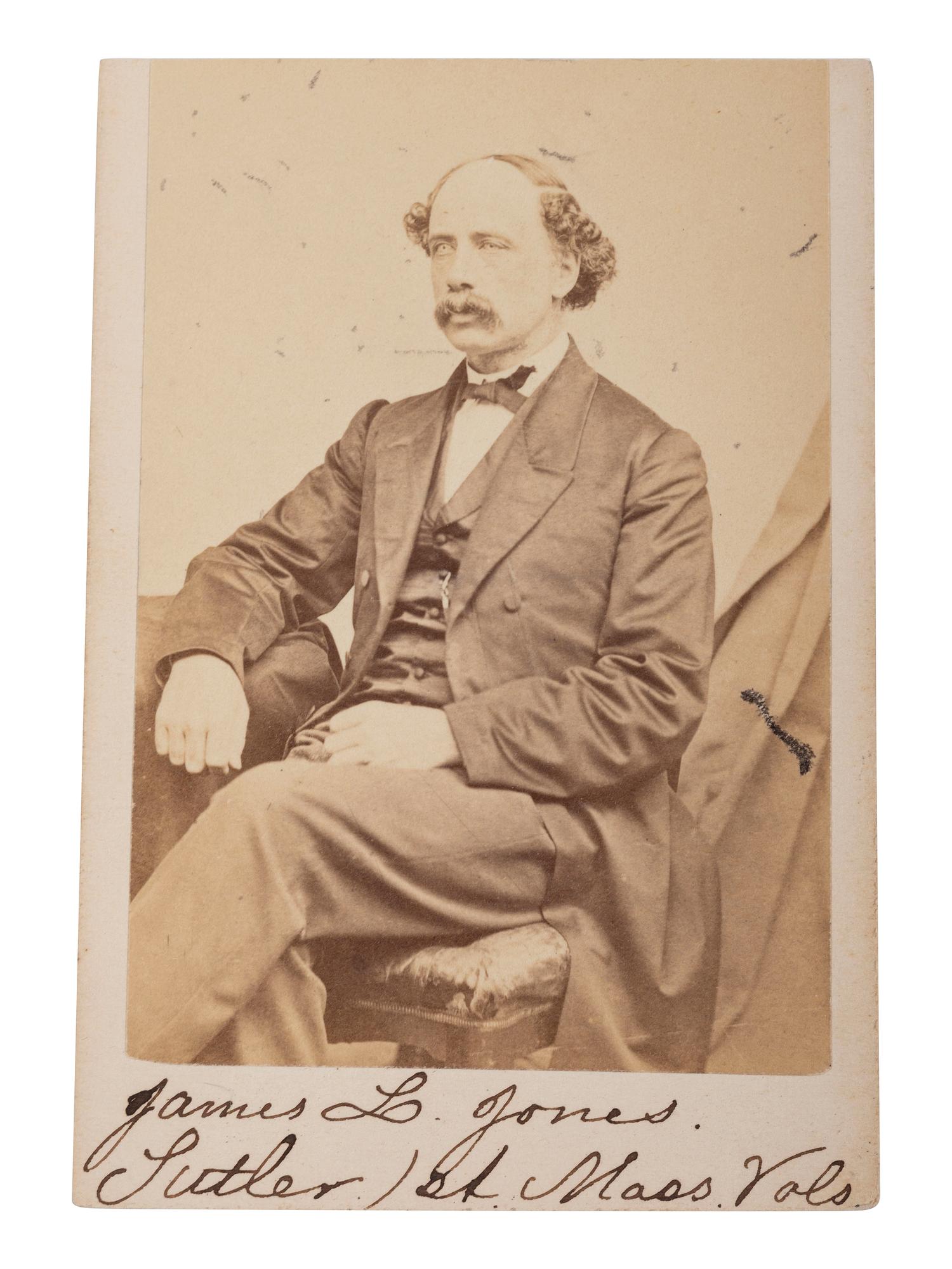 Civil War Sutler James L. Jones, 1st Massachusetts Volunteers. Signed CDV and price list.