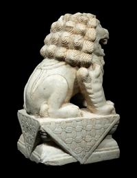 A Chinese Carved White Mable Figure of Fu Lion