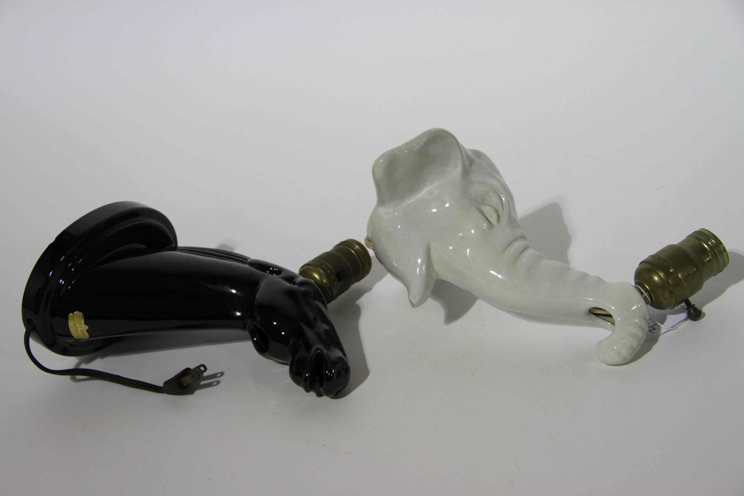 Two Haeger Pottery Figural Sconces Width of widest 9 3/4 inches. — 1947
