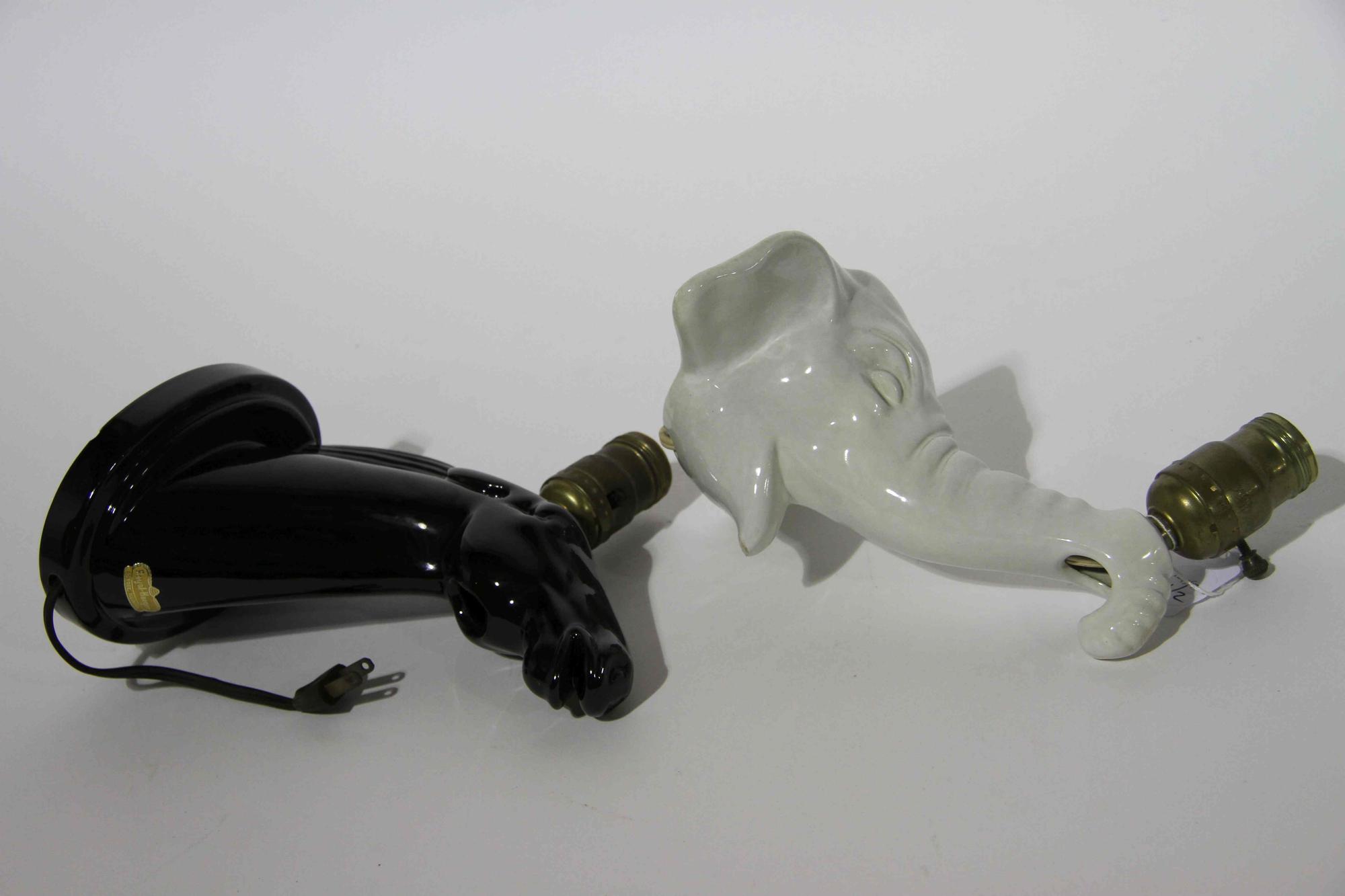 Two Haeger Pottery Figural Sconces Width of widest 9 3/4 inches. — 1947