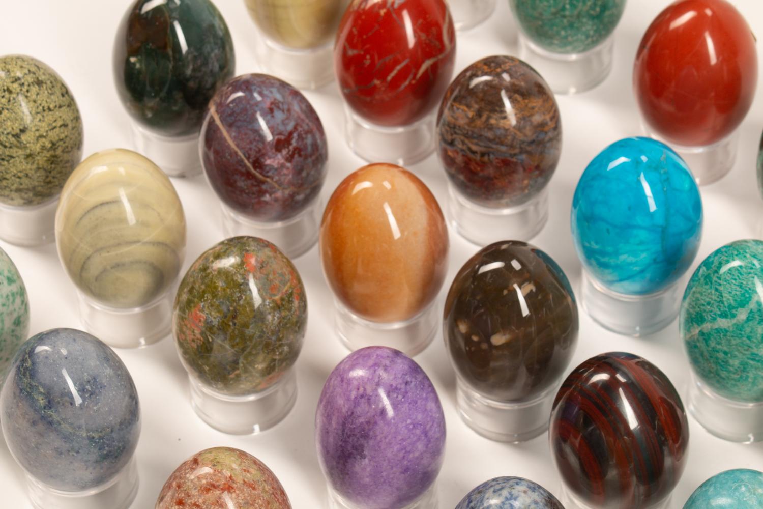 One Hundred Twenty Hardstone and Semi-Precious Stone Eggs
