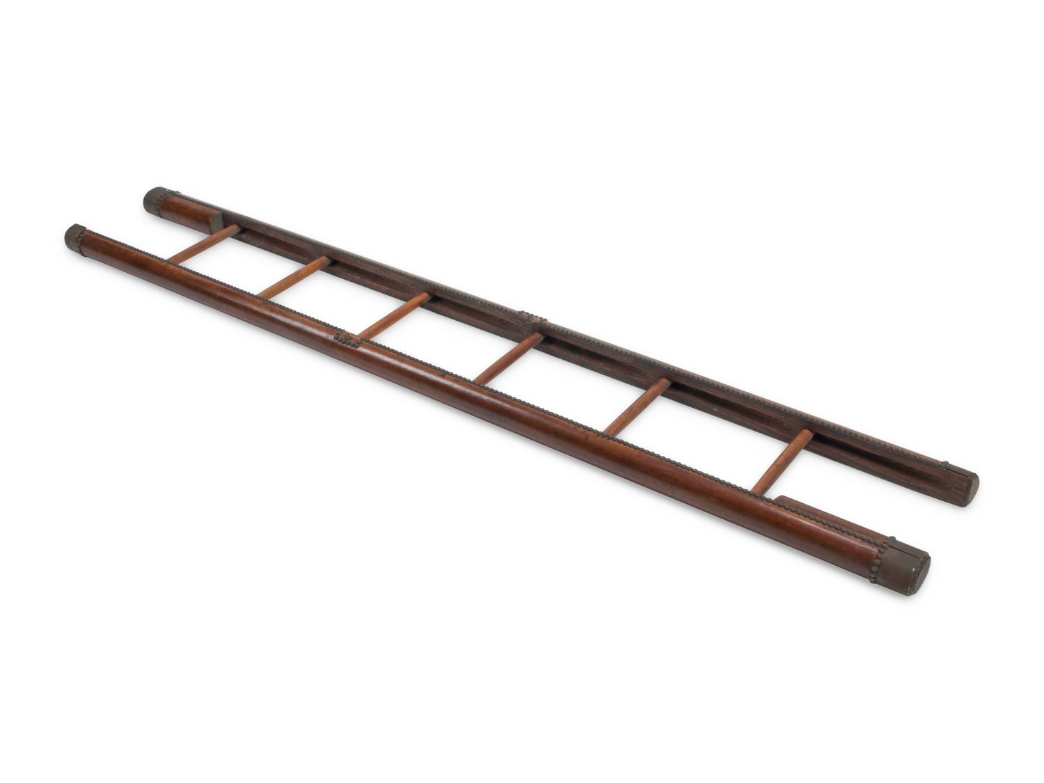 An English Brass-Mounted and Leather-Veneered Collapsible Library Ladder