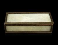 A Chinese Jade Inset Brass Rectangular Hinged Box