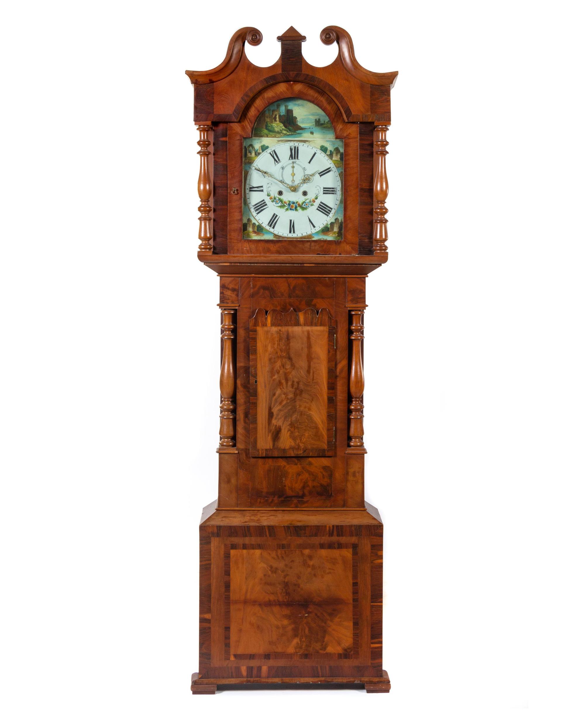A Classical Figured Mahogany Tall Case Clock