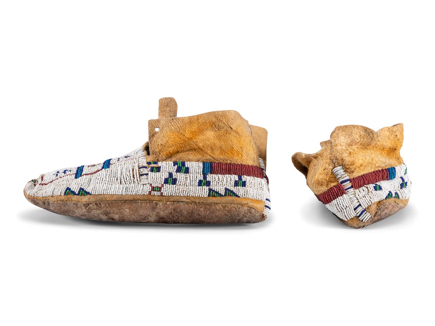Cheyenne Beaded Hide Moccasins