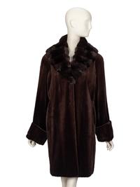 Féraud, Brown Sheared Mink & Marten Coat