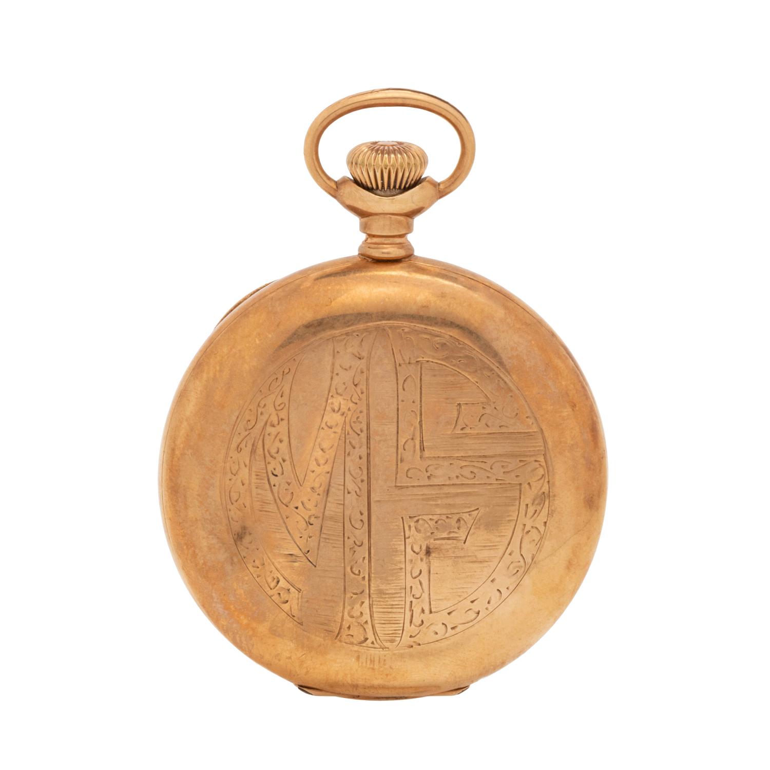 ILLINOIS WATCH CO., 14K YELLOW GOLD HUNTER CASE POCKET WATCH