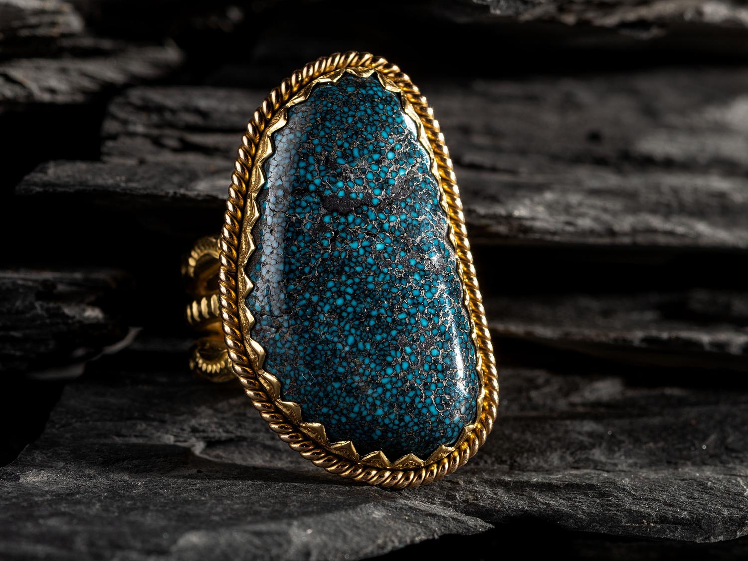 18K Gold and 22.7ct Lander Blue Turquoise Ring